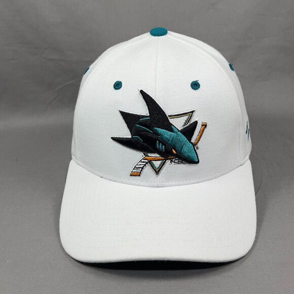 San Jose Sharks NHL Stretch Fit M/L Hat Cap Zephyr White Hockey California Mens - Picture 2 of 13